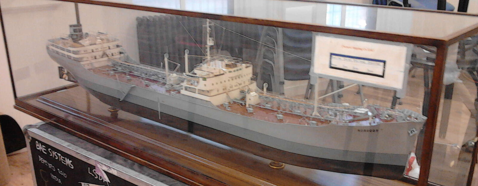 A builder's model of the Norscot, her name on the bow — the ship David stood by at Schiedam while she was being finished.
