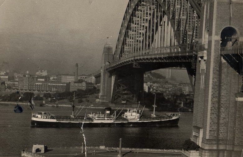 The Wellpark in Sydney Harbour — Australia was the far end of her 1955 voyage.